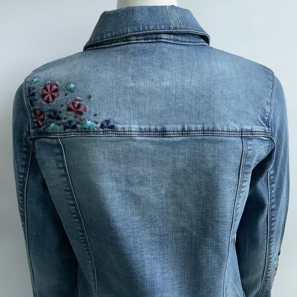 Vintage America Blue Embroidered Long Sleeve Button Up Jean Jacket S - Picture 7 of 12
